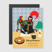Weihnachtsgrüße mit portugiesischer Roosterkarte Magnetkarte (Vorne/Hinten)