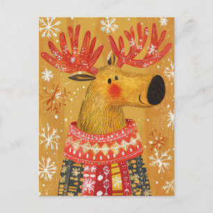 Weihnachtsgrüße mit Rentieren auf Grußkarte Postkarte