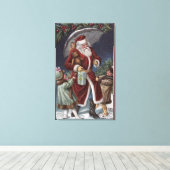 Weihnachtsgrüße mit Schirm Leinwanddruck (Insitu (Holzboden))