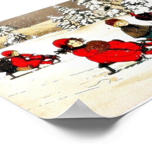 Weihnachtsgrüße mit Schneeflocken Poster (Ecke)