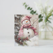 Weihnachtsgrüße mit Snowman Postkarte (Stehend Vorderseite)