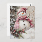 Weihnachtsgrüße mit Snowman Postkarte (Vorne/Hinten)