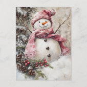 Weihnachtsgrüße mit Snowman Postkarte (Vorderseite)