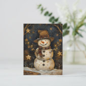 Weihnachtsgrüße mit Snowman Postkarte (Stehend Vorderseite)