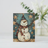 Weihnachtsgrüße mit Snowman Postkarte (Stehend Vorderseite)