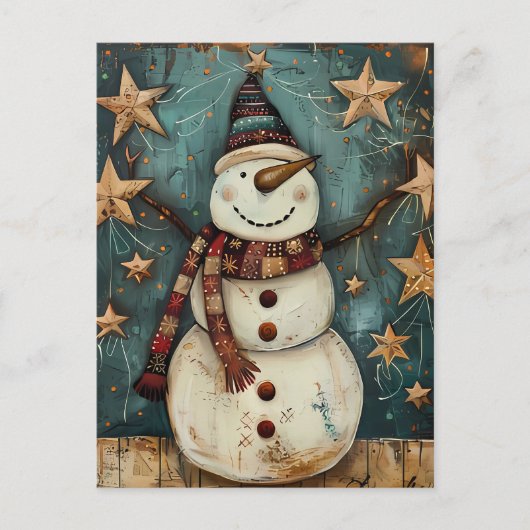 Weihnachtsgrüße mit Snowman Postkarte (Vorderseite)