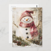 Weihnachtsgrüße mit Snowman Postkarte (Vorne/Hinten)