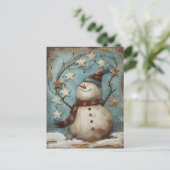 Weihnachtsgrüße mit Snowman Postkarte (Stehend Vorderseite)