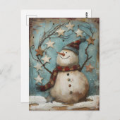 Weihnachtsgrüße mit Snowman Postkarte (Vorne/Hinten)
