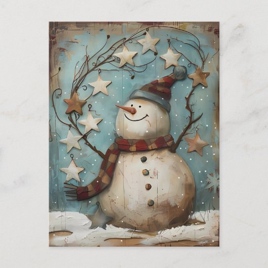Weihnachtsgrüße mit Snowman Postkarte (Vorderseite)