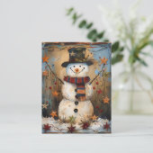 Weihnachtsgrüße mit Snowman Postkarte (Stehend Vorderseite)