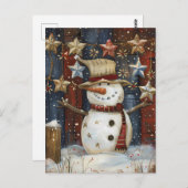 Weihnachtsgrüße mit Snowman Postkarte (Vorne/Hinten)