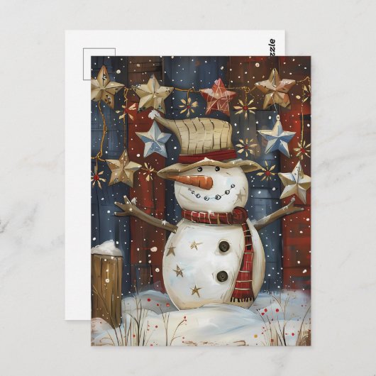 Weihnachtsgrüße mit Snowman Postkarte (Vorne/Hinten)