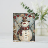 Weihnachtsgrüße mit Snowman Postkarte (Stehend Vorderseite)
