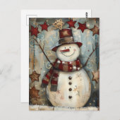 Weihnachtsgrüße mit Snowman Postkarte (Vorne/Hinten)