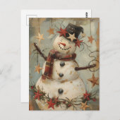 Weihnachtsgrüße mit Snowman Postkarte (Vorne/Hinten)