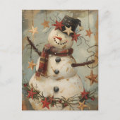 Weihnachtsgrüße mit Snowman Postkarte (Vorderseite)