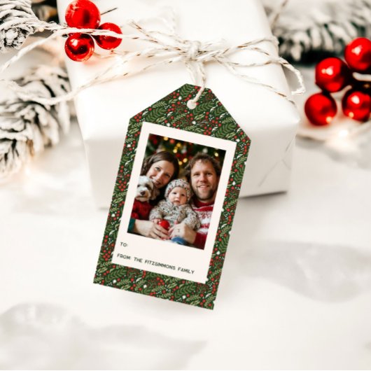Weihnachtsgrüße mit Stechpalmenblatt - Festliche F Geschenkanhänger