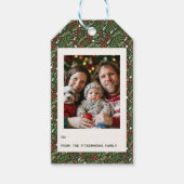 Weihnachtsgrüße mit Stechpalmenblatt - Festliche F Geschenkanhänger (Vorderseite)
