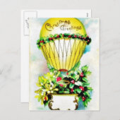 Weihnachtsgrüße mit Weihnachtsballon Feiertagspostkarte (Vorne/Hinten)