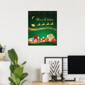 Weihnachtsgrüße mit Weihnachtsmann & Rentier Poster (Heimbüro)