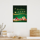Weihnachtsgrüße mit Weihnachtsmann & Rentier Poster (Küche)