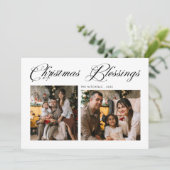 Weihnachtsgrüße Modern Script 3 Foto Feiertagskarte (Stehend Vorderseite)