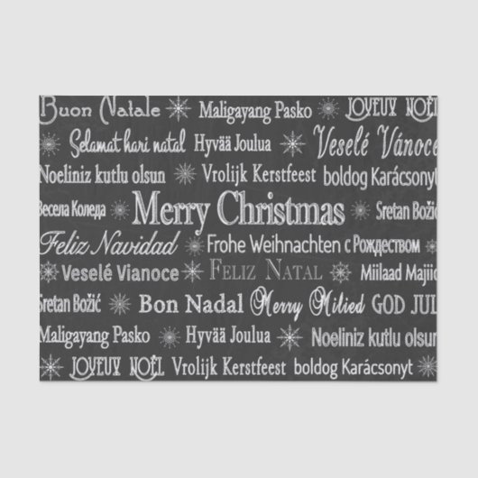 Weihnachtsgrüße Multiple Language Chalkboard Seidenpapier (Vorderseite)