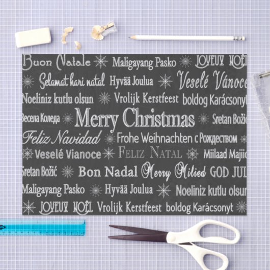 Weihnachtsgrüße Multiple Language Chalkboard Seidenpapier (Handwerk)
