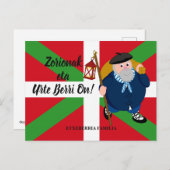 Weihnachtsgrüße, Olentzero + Ikurriña: Feiertagspostkarte (Vorne/Hinten)