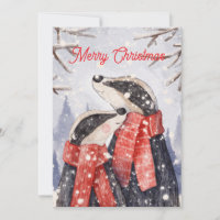 Weihnachtsgrüße Paar Dachs Illustration