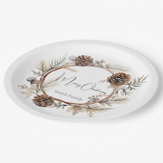 Weihnachtsgrüße Pappteller (Schrägansicht)