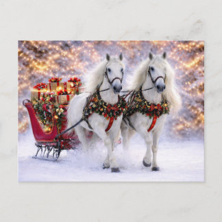 Weihnachtsgrüße Pferdeschlitten Feiertagspostkarte