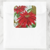 Weihnachtsgrüße Pointsettia Quadratischer Aufkleber (Tasche)