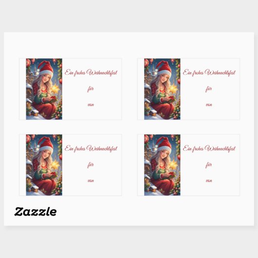 Weihnachtsgrüße Rechteckiger Aufkleber (Blatt)