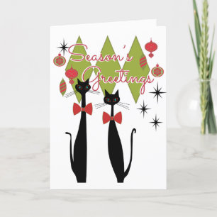 Weihnachtsgrüße Retro MCM Coole Katze Weihnachten