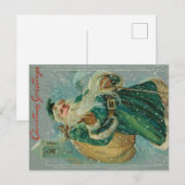 Weihnachtsgrüße-Retro Weihnachtsmann Postkarte (Vorne/Hinten)