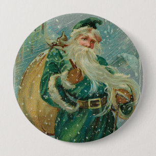 Weihnachtsgrüße-Retro Weihnachtsmann Postkarte Button
