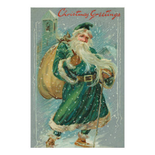 Weihnachtsgrüße-Retro Weihnachtsmann Postkarte Fotodruck