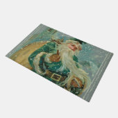 Weihnachtsgrüße-Retro Weihnachtsmann Postkarte Fußmatte (Schrägansicht)