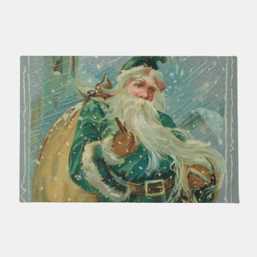 Weihnachtsgrüße-Retro Weihnachtsmann Postkarte Fußmatte (Vorderseite)