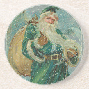 Weihnachtsgrüße-Retro Weihnachtsmann Postkarte Getränkeuntersetzer