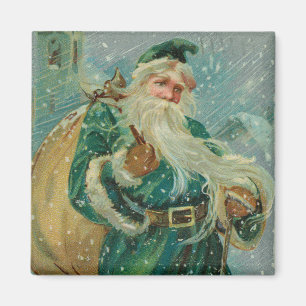 Weihnachtsgrüße-Retro Weihnachtsmann Postkarte Magnet