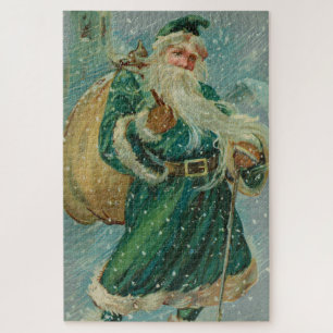 Weihnachtsgrüße-Retro Weihnachtsmann Postkarte Puzzle