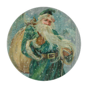 Weihnachtsgrüße-Retro Weihnachtsmann Postkarte Schneidebrett