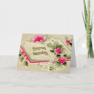 Weihnachtsgrüße Rosa Floral Präge Feiertagskarte