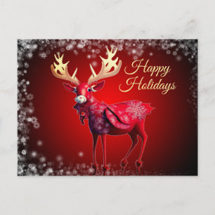 Weihnachtsgrüße Rotes Rentier Winterfeiertage Postkarte