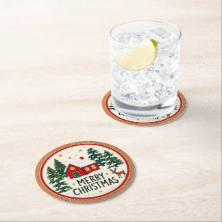 Weihnachtsgrüße Runder Pappuntersetzer