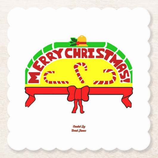 Weihnachtsgrüße Scalloped Square Paper Untersetzer (Vorderseite)