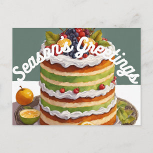 Weihnachtsgrüße Schichtfruchkuchen Feiertagspostkarte